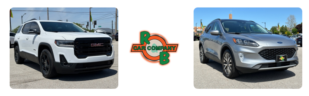 R&B Car Company showcasing their suv for sale Infront of their dealership