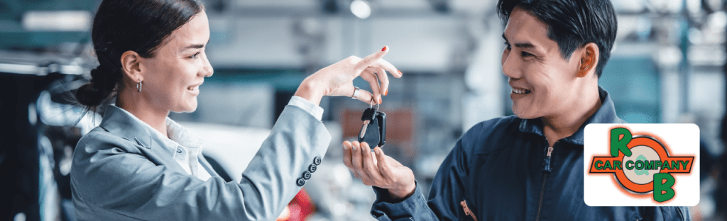 Customer receiving cash after selling a car through Max Allowance at R&B Car Company, South Bend